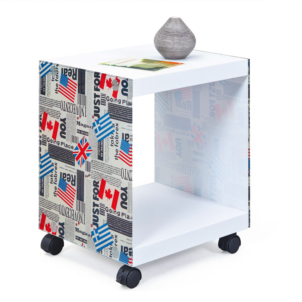 Masuta Flagcube, Inter Link, 38x33.5x46 cm, MDF, alb - imagine 7